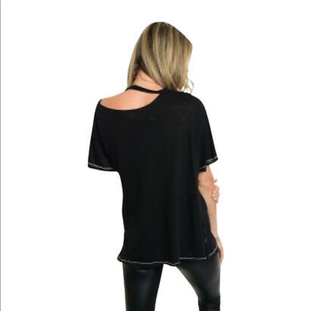 Distressed Black Chaos Graphic T-Shirt - Picture 2 of 2